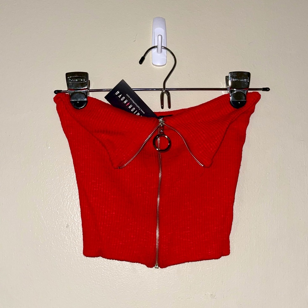 Fashion Nova red cropped tube top